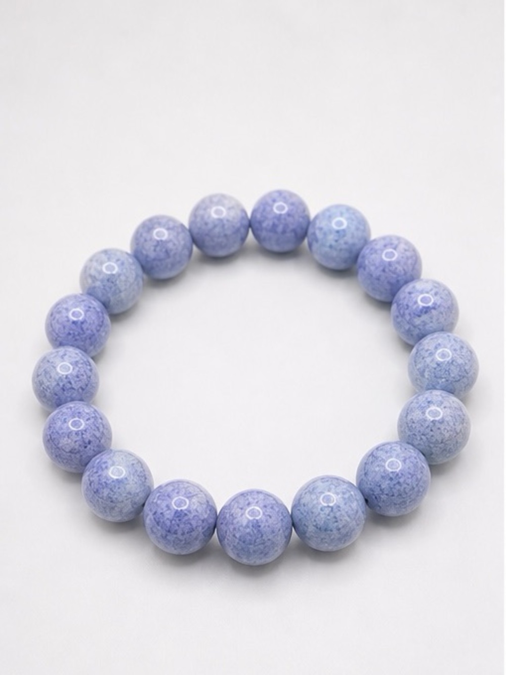 Periwinkle Blue Marble Glass Beaded Stretch Bracelet | Stone Look Stack